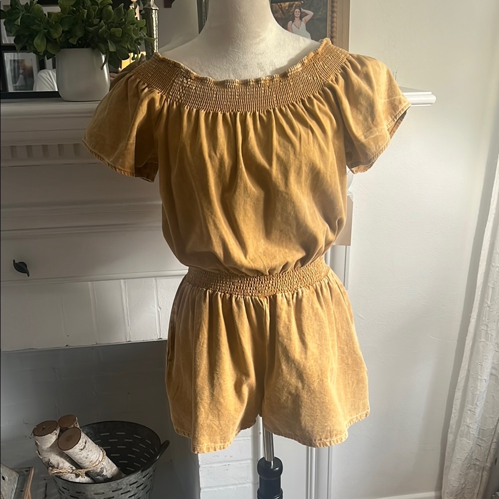 Yellow Off-Shoulder Romper